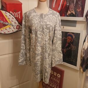 Nanette Lepore Grey and Cream Knit Sweater Coat